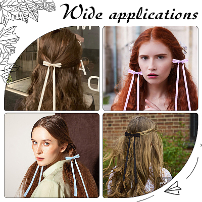 Заколки для волос из кожи аллигатора с большим бантом из полиэстера AJEW-CP0008-39D-1