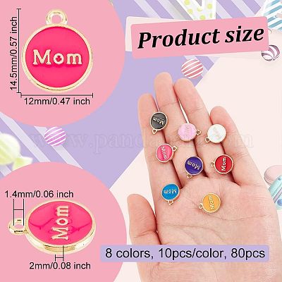80 шт. 8-цветные эмалевые подвески на тему Дня матери ENAM-OC0001-07-1