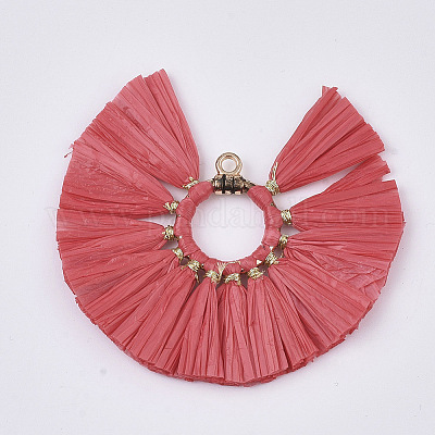 Подвески из натуральной рафии с кисточкой FIND-R073-06-1