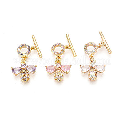 Застежки-кнопки из золотой латуни с микропаве из циркония KK-B100-039G-1