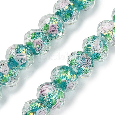 Нити из фольгированных бусин лэмпворк ручной работы FOIL-S136-001F-1