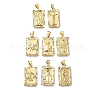 Латунные микропаве прозрачные подвески с фианитом KK-D431-026G-1