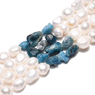 Натуральные апатитовые самородки и нити из натурального культивированного пресноводного жемчуга PEAR-N023-01A-09-1