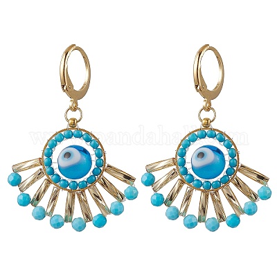 Серьги ручной работы сглаза лэмпворк лебербек EJEW-MZ00352-05-1