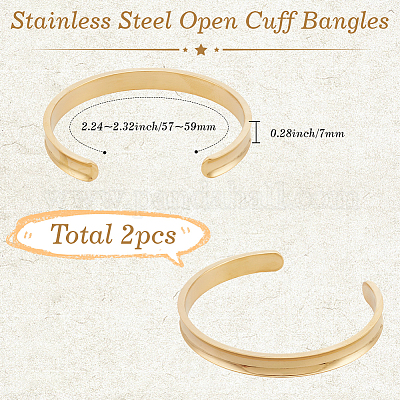 2 шт. браслеты-манжеты из нержавеющей стали&nbsp;BJEW-SC0001-67A-1