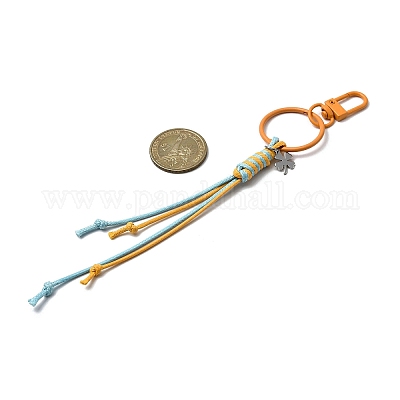 Корейский вощеный полиэстеровый шнур и подвеска в виде клевера из нержавеющей стали 201 HJEW-JM04414-01-1