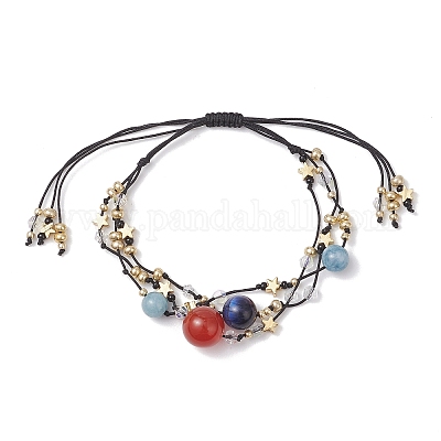 Многорядные регулируемые браслеты из натурального сердолика BJEW-MZ00238-02-1