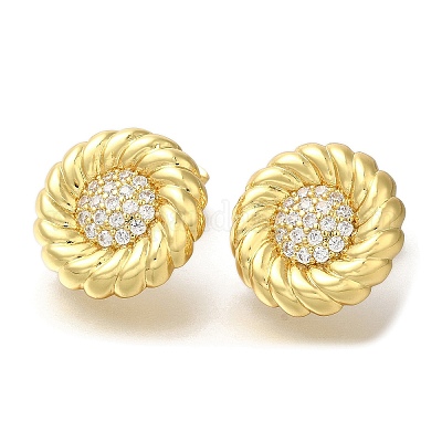 Серьги-гвоздики из латуни с микропаве EJEW-L097-01G-1