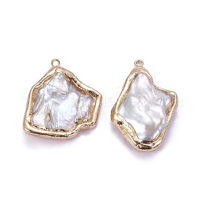 Гальванические подвески с натуральным жемчугом барокко кеши PEAR-F010-01G-1