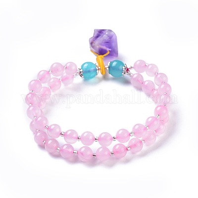Браслеты с подвесками из натурального розового кварца BJEW-I260-16-1
