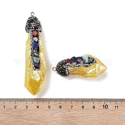 Гальванические большие подвески из необработанного натурального кварца с кристаллами G-B077-04A-04-1