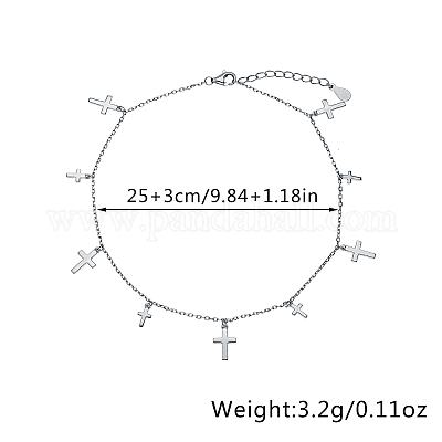 Браслеты на ногу с подвеской в виде креста из стерлингового серебра S925 для женщин PL7288-2-1