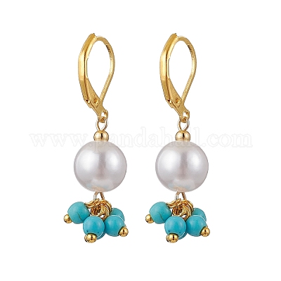 5 пара круглых серег с застежкой-русалкой из латуни EJEW-JE06367-1