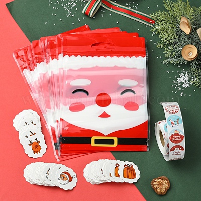 Рождественская тема прямоугольник пластиковый замок на молнии сумки для хранения конфет OPP-FS0001-11-1