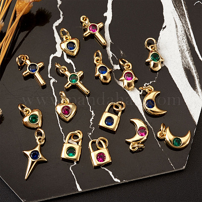 Латунные микро проложить кубического циркония подвески ZIRC-TA0001-15G-1