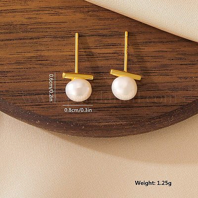 Элегантные серебряные серьги-гвоздики с пресноводным жемчугом для повседневной носки у женщин NN8713-1-1