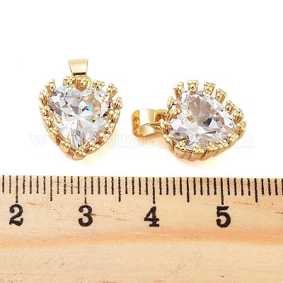 Подвески из латуни с покрытием из прозрачного кубического циркония KK-S379-05G-1