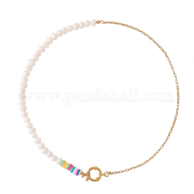 Винтажное ожерелье из бисера из натурального жемчуга для девочек и женщин NJEW-SW00002-03-1