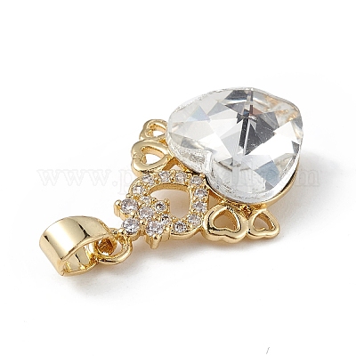 Настоящие 18-каратные позолоченные подвески из латуни с микропаве из прозрачного кубического циркония KK-C015-30G-14-1