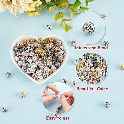 300 шт. 6-х цветные бусины из сплава со стразами FIND-GL0001-23-1