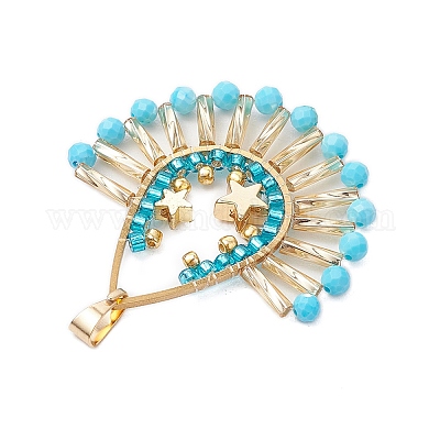 Подвески из витого стеклянного веера в стиле бохо с бусинами PALLOY-MZ00518-1