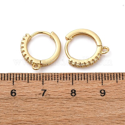 Фурнитура для сережек-колец из латуни с прозрачным кубическим цирконием KK-L242-27G-1