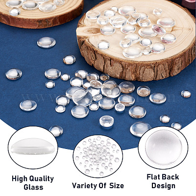 80шт 4 размера прозрачные стеклянные кабошоны&nbsp;X1-GGLA-ZZ0001-03-1