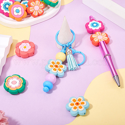 32 шт. 8 вида цветочных бусин из ПВХ KY-TA0001-49-1