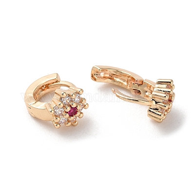 Серьги-кольца из латуни с микропаве из кубического циркония EJEW-P238-29KCG-1