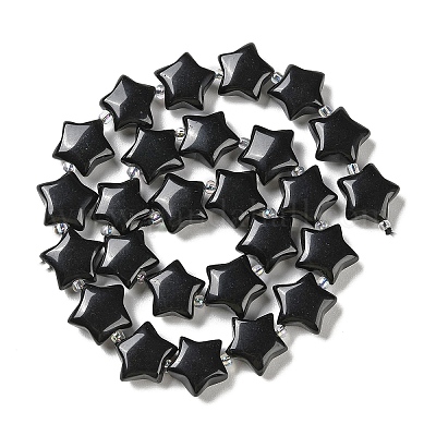 Натуральный черный обсидиан бисер пряди G-NH0005-022-1