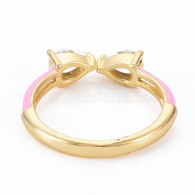 Латунные кольца-манжеты с бантом и микропаве RJEW-N037-004-NF-1