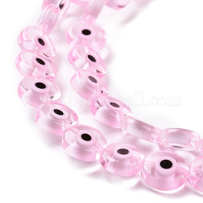 Ручной сглаза Lampwork плоские круглые пряди шарик LAMP-L058-10mm-24-1