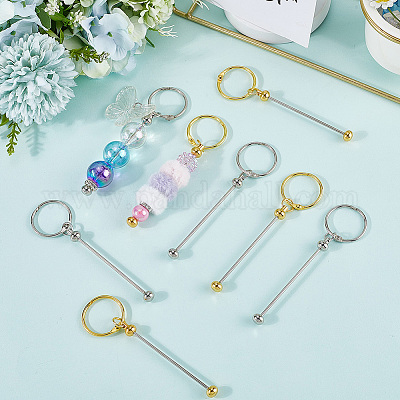 10 шт. 2-х цветные железные стержни для брелоков с бусинами AJEW-SC0003-90-1