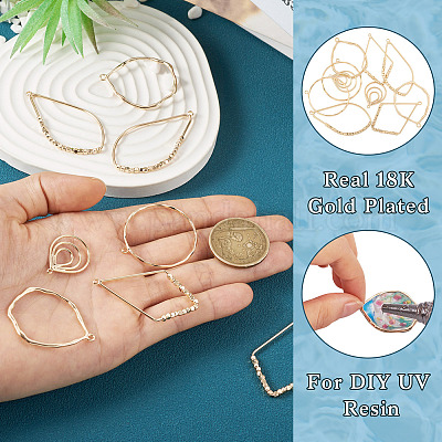 10 шт. 5 подвески из латуни с открытой задней частью KK-TA0001-35-1