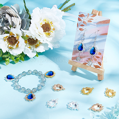 60 шт. 3-цветная подвеска с открытой задней рамкой из цинкового сплава со стразами FIND-AR0001-51-1