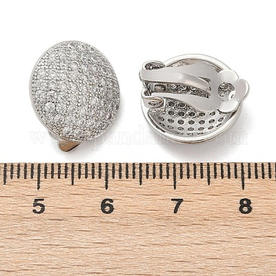 Полукруглые латунные клипсы с микропаве из прозрачных кубических цирконий EJEW-M082-14P-1