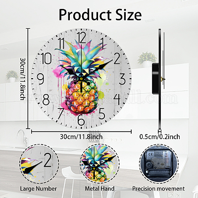 Настенные часы с принтом из мдф HJEW-WH0058-007-1