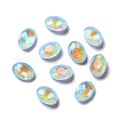 Стеклянные кабошоны со стразами в флуоресцентном стиле мокко GGLA-M005-01A-211MK-1