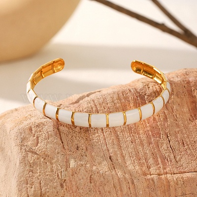 Браслеты-манжеты из нержавеющей стали 304 с эмалью для женщин FS-WGB70EE-01-1