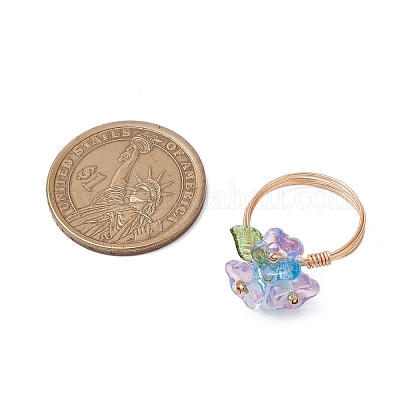 Гальванизированные стеклянные бусины кольца RJEW-TA00195-1