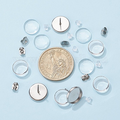 DIY 50 пара плоских круглых наборов для изготовления серег DIY-YW0001-90P-1