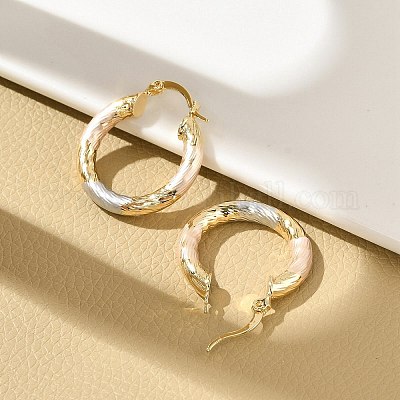 Двухцветные серьги-кольца из латуни EJEW-B117-06B-M-1