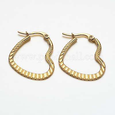 Серьги-кольца в форме сердца из нержавеющей стали 304 EJEW-N034-29-1