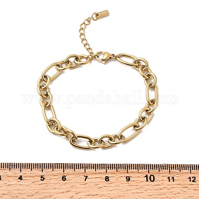 Браслет Figaro Chains из нержавеющей стали 304 для женщин BJEW-Z140-03G-1