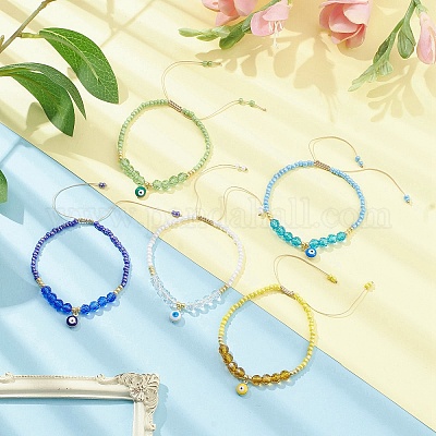 Браслет из латуни с эмалью и сглазом BJEW-JB09617-1