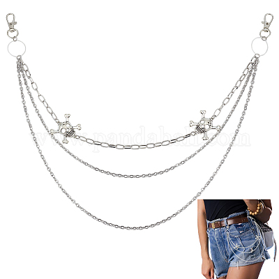 Ремни из нержавеющей стали 304 с однослойной цепью и черепом для джинсовых брюк HJEW-DR00159-1