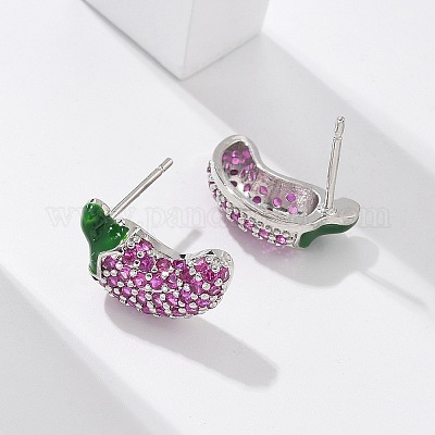 Серьги-гвоздики из латуни с микропаве из кубического циркония EJEW-M077-06P-1