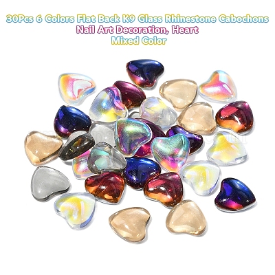 30шт 6 цвета плоская задняя часть k9 стеклянные стразы кабошоны MRMJ-YW0002-004-1