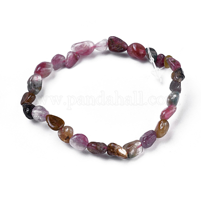 Браслеты из натурального турмалина с бусинами BJEW-K213-61-1