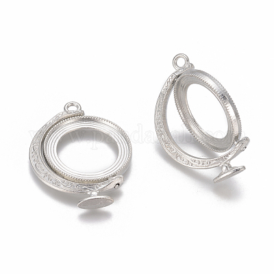 Сеттинги кулон кабошон с возможностью поворота сплава PALLOY-WH0067-01P-1